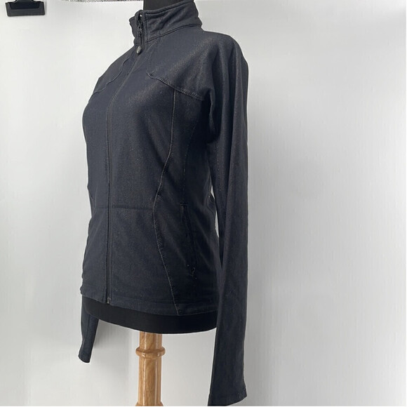 Lululemon jacket zip front denim slub black gym workout sz 6 - Picture 9 of 12